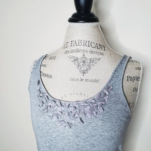 Eileen Fisher | Gray Tank with Tulle Floret Design